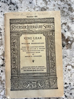 vintage edition of King Lear from the Riverside Literature Series