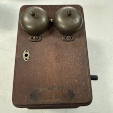 Vintage Wooden Wall Phone Bell Clapper Cover Original Old Part