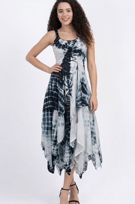 Batik Maxi Korsett Kleid Sommer Pixie Saum weiß schwarz 8 10 12 14 16 18 20 22 