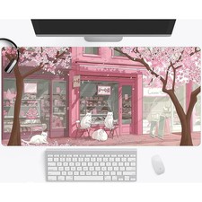  1pc Anime Cats Mouse Pad 1pc Large Anime Cats Mouse Pad, Pink Cherry Blossoms