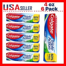 Colgate Triple Action Toothpaste 4oz x 6 Pack Whitening Fresh Breath Cavity