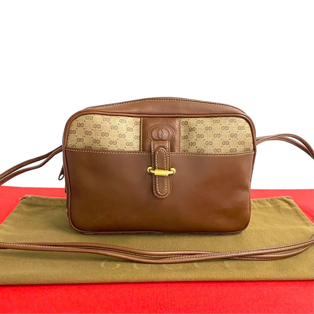 Extrême ancien sac à bandoulière Gucci Micro GG cuir pochette marron #PG8T9L