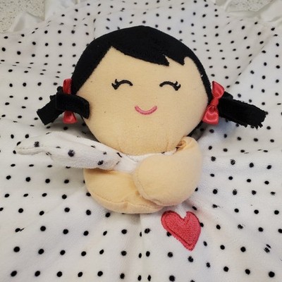 Carters Baby Blanket Lovey Little Girl Dark Hair White Baby Blanket Lovie