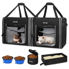 Petskd Portable Double Cat Carrier with Litter Box for Multiple Cats 2in1 Car...