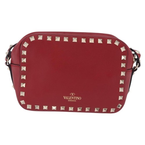 Valentino Garavani Rockstud Camera Leather Red Crossbody Bag
