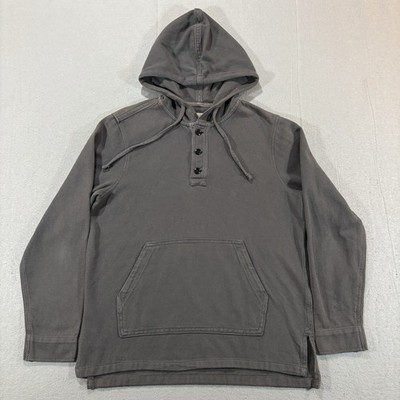 Outerknown Blanket Henley Hoodie Shirt Pullover Mens M Gray Organic Cotton