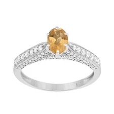Six Prong Set 7X5MM Oval Citrine 925 Sterling Silver Solitaire Women Ring Sz.7