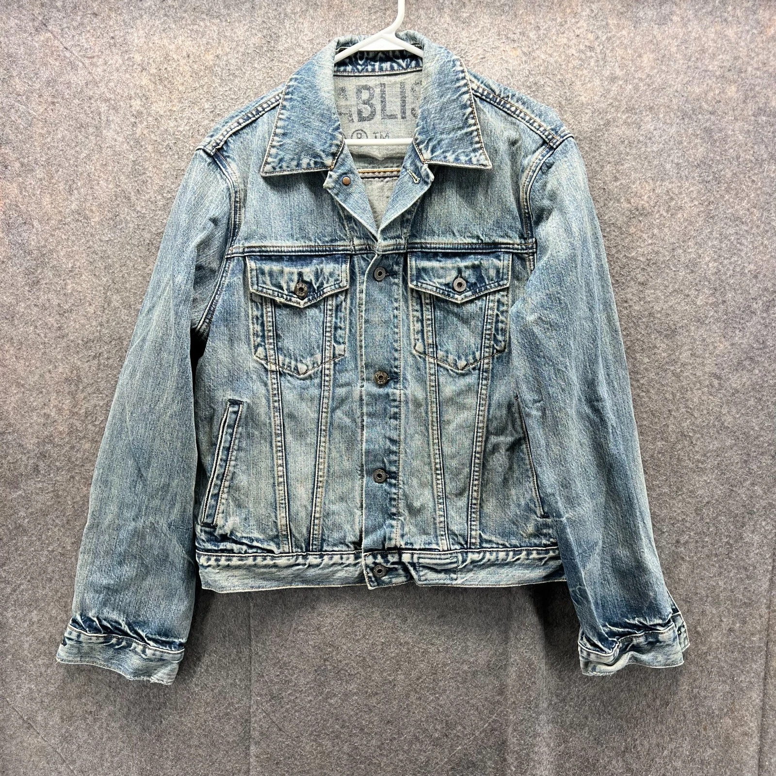 Vintage Gap Jeans Jacket Mens Medium Blue Denim Acid Wash 1969 Biker Y2K Trucker
