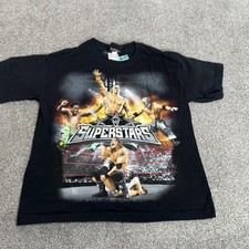 WWE Superstars Shirt Youth Small Black Wrestling Graphic Tee 2009 Hybrid Kids