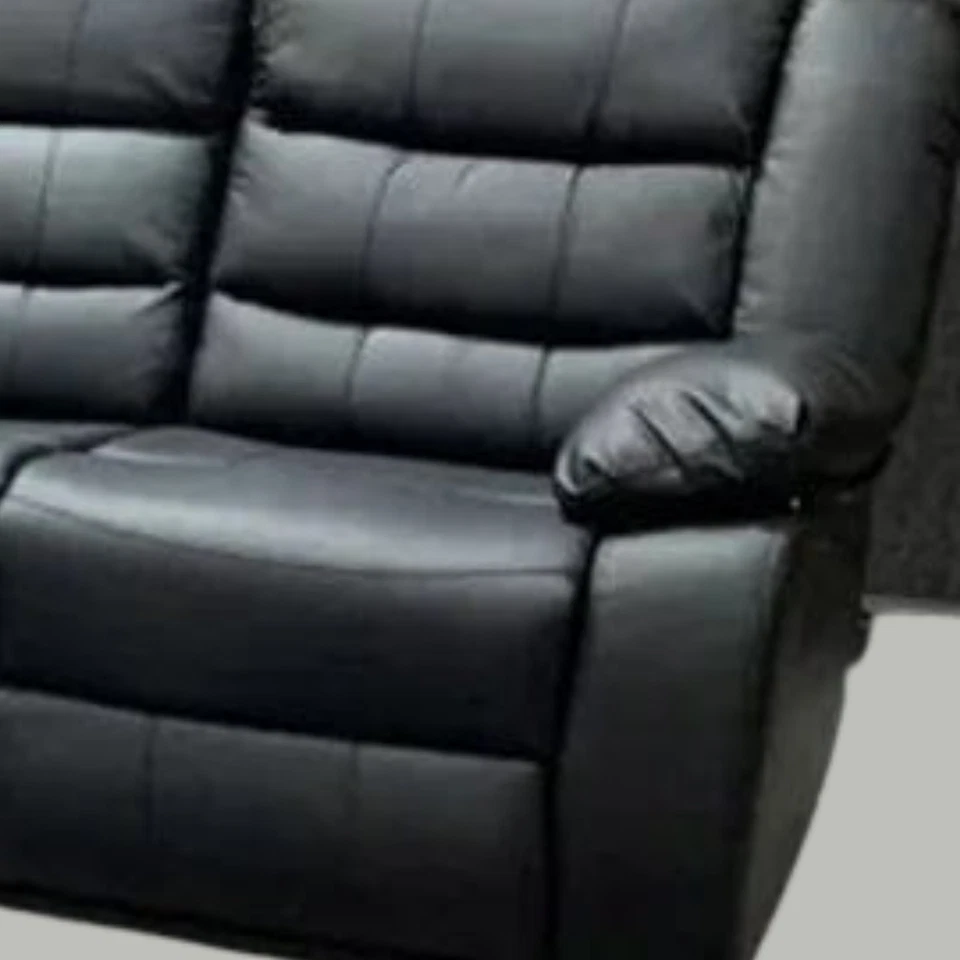 Roma 2 Seater Luxury Modern Leather Recliner Sofa /Black Grey - Image 3 of 3