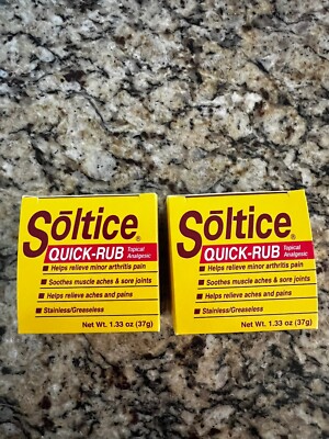 Soltice Quick Rub Topical Pain Reliever, 1.33 oz Greaseless Arthritis (2 Pack)