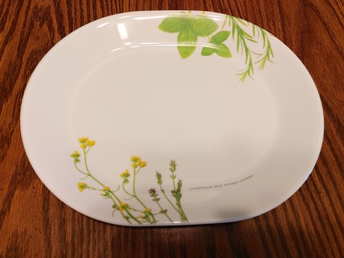 Corelle European Herbs Oval Serving Platter 12” x 10” White with design - NEW!
