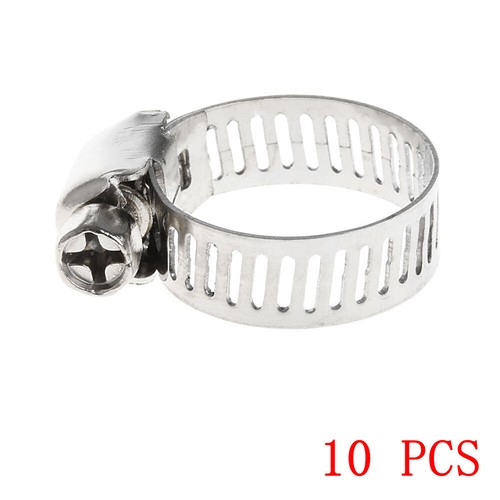 10Pcs 3/8"-5/8" Stainless Steel Adjustable Drive Hose Fuel Clamp Line Worm Clip - Foto 2 di 12
