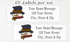 60 Personalized Return Address Labels 2/3" x 1 3/4"- Christmas Primitive Snowman