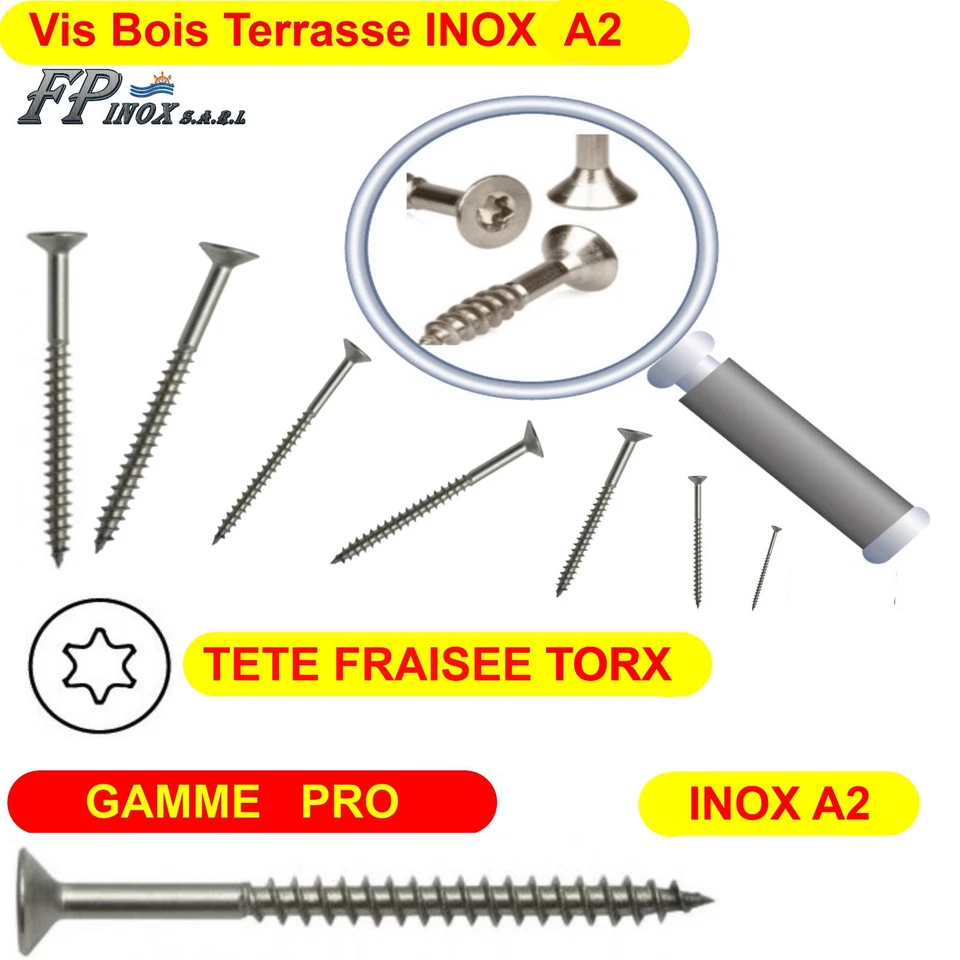 Vis Terrasse INOX A2 Bois Torx GAMME PRO 5x30... 35 40 50 60 70 80 90 100 120 - Photo 2/2