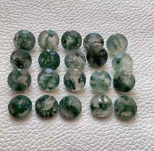  WHOLESALE NATURAL MOSS AGATE FACETED ROUND SHAPE LOOSE GEMSTONE