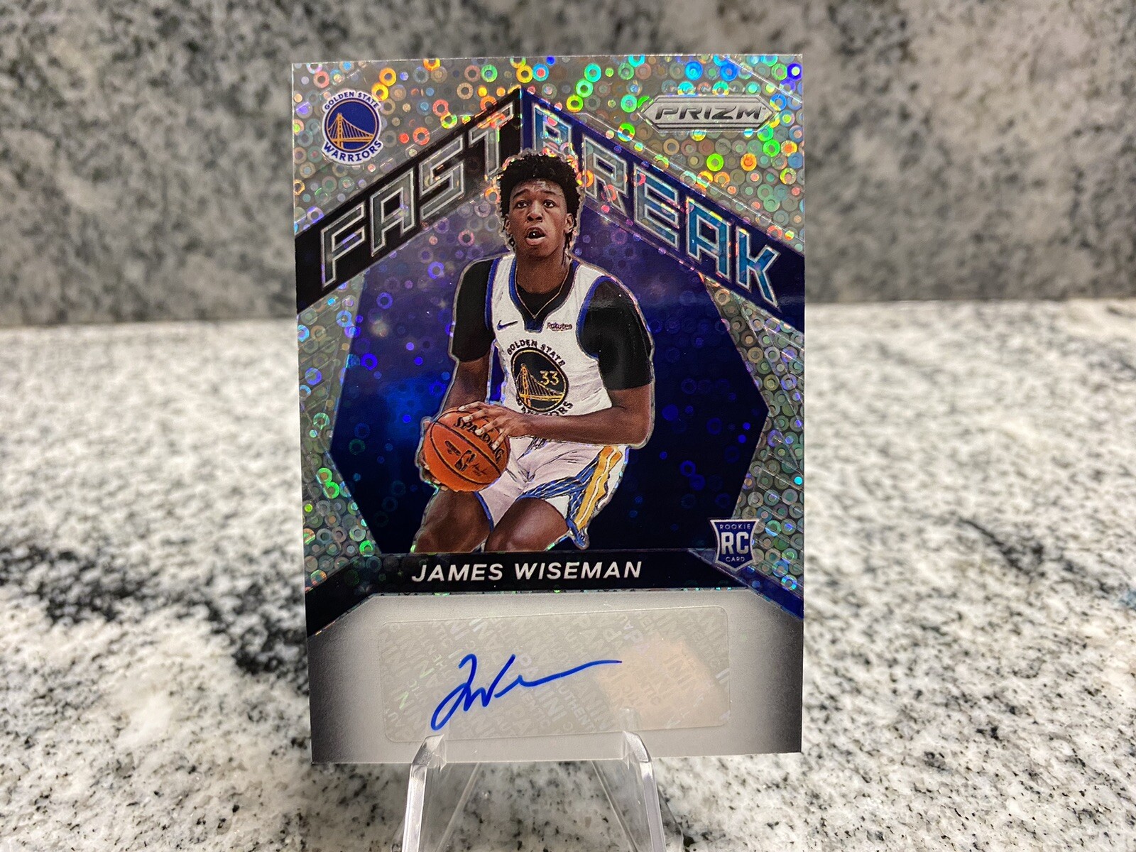 2020-21 James Wiseman Prizm Fast Break Disco Rookie Auto RC Warriors Pistons