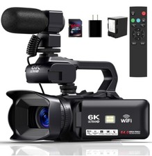 6K 64MP Video Camera Camcorder, 18X Digital Zoom IR Night Vision Vlogging Camera