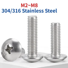 304 / 316 SS Large Flat Head / Half Round Head Screw / Phillips Screw M2-M8