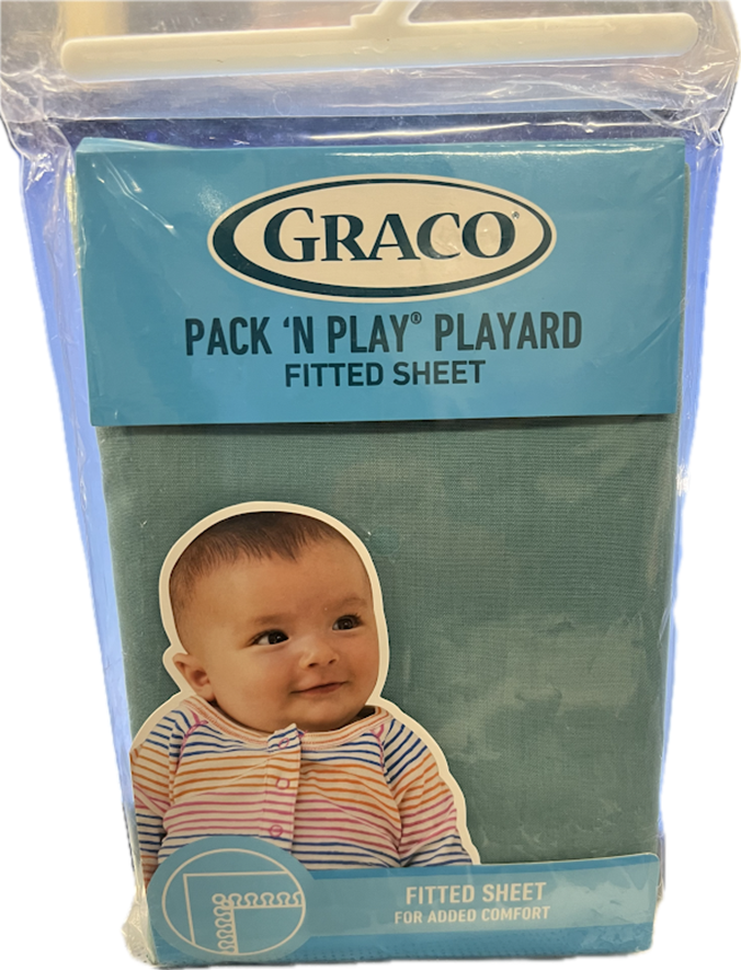 Graco Pack 'N Play Playard Fitted Sheet Solid Aqua- Baby Girl or Boy 39