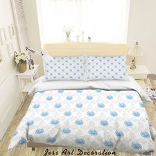 3D Blue Floral Art Pattern Quilt Cover Set Duvet Cover Bedding Pillowcases