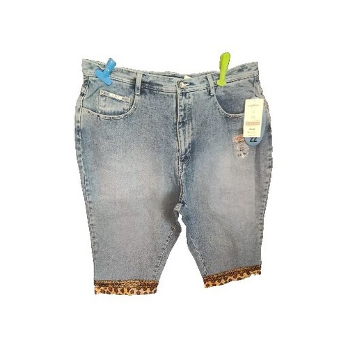 Revolt Womens Distressed Denim Shorts Size 22W With Leopard Print Edges New