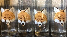 Tan Fox Head Set of 4 Tumbler Glasses