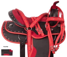 Synthetic Western Black Saddle for Horse with Tack Set Available Multiple Sizes