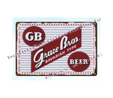 1930s Grace Brothers Bavarian Type Beer Brewing Santa Rosa CA metal tin sign