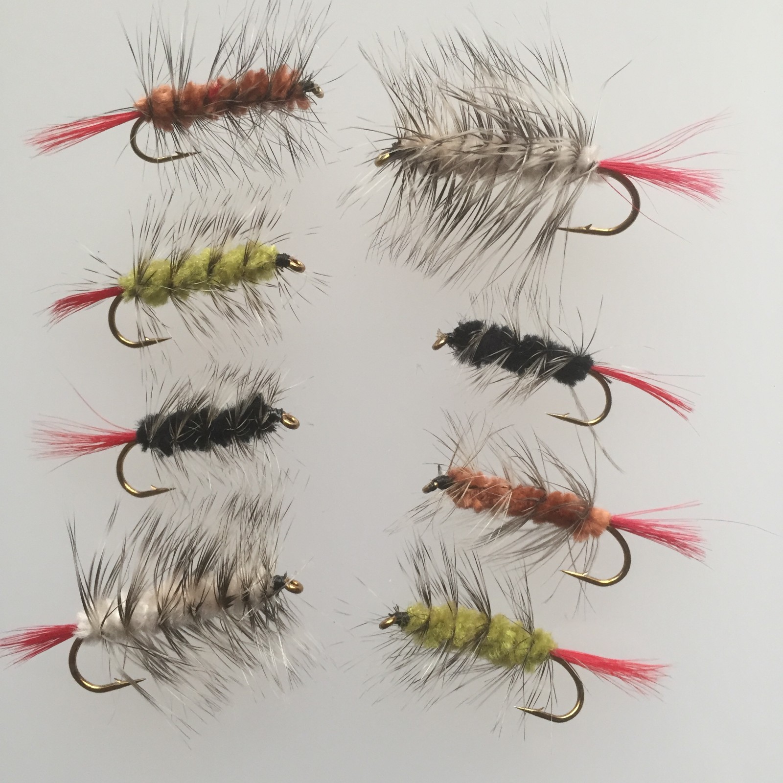 Fly Fishing Flies WOOLY WORM set of 8 trout and sea-trout flies nymphs #188
