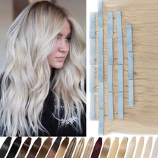 CLEARANCE 60pcs Thick Tape In 100 Real Human Hair Extensions Super Glue Blonde