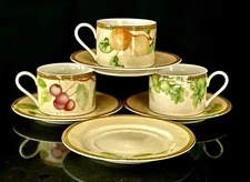 Interiors PTS International NEWBURY Set of 3) Cups & 4) Saucers XLNT Condition