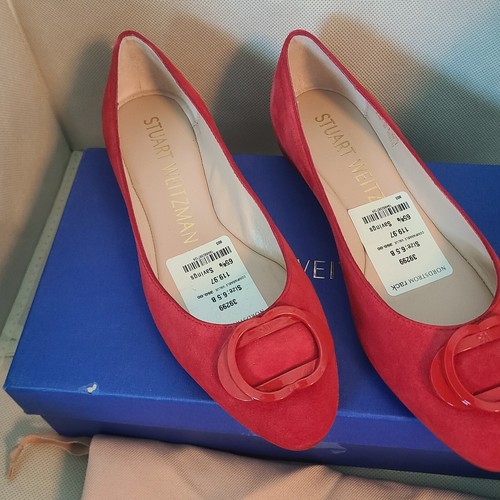 Stuart Weitzman Women's Adeliza Tonal Red Suede Flats Narrow Sizes 6.5 - Picture 2 of 6