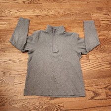 Michael Kors Sweater Mens Large Gray 1/4 Zip 100 Cotton Long Sleeve