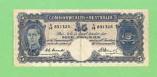 1949   AUSTRALIAN  COOMBS / WATT  FIVE POUND  £5  BANKNOTE  #S14 831326