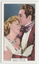 Greta Garbo + Robert Taylor 1930s Summit Screen Lovers Tobacco Card #17 NM