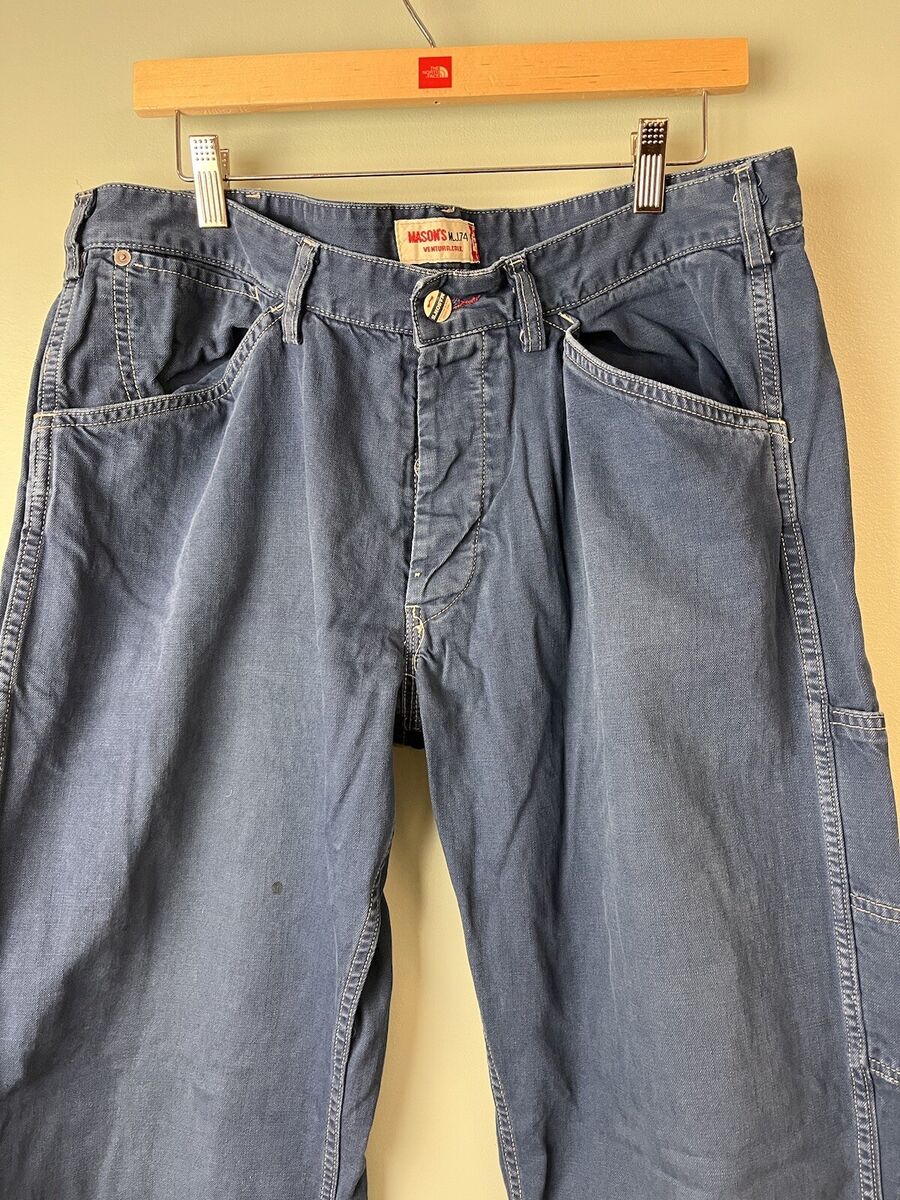 Masons MJ 74 Button Fly Buckleback Pants European Workwear Blue 52 Italy Pockets Masons MJ 74 Button Fly Buckleback Pants European Workwear Blue 52 Italy Pockets