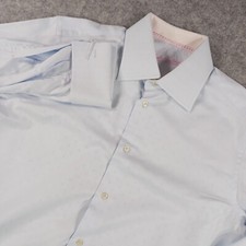 Robert Graham Shirt Mens Large 16 Light Blue French Cuff Long Sleeve Sleeve