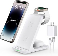 Wireless Charging Station, 3 in 1 Fast Wireless Charger Stand for Multiple Devic