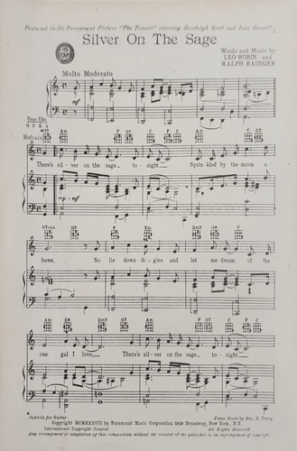 Silver On The Sage From The Texans Piano Song Lyrics Sheet Music d6 - Picture 2 of 3
