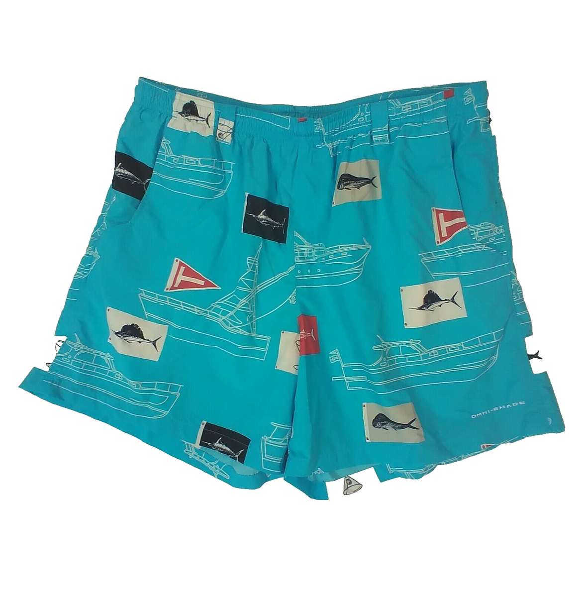 Columbia PFG swim trunks board short bathing suit men's XL blue FLAWED