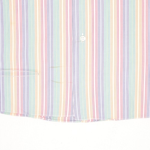 Davide Cenci Mens Shirt 15/33 Rainbow Stripe Cotton Button Front Spread Collar - Picture 3 of 5