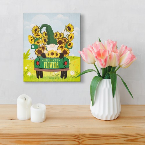 JennyGems Spring Decorations, Sunflower Gnome Sign, Spring Wall Decor - 第 3/9 張圖片