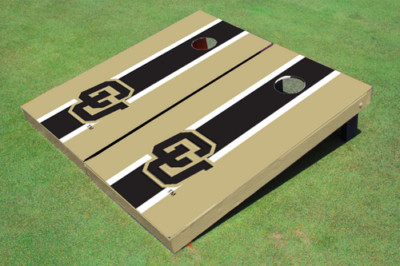 University of Colorado ''CU'' Black and Gold Matching Long Stripe Cornhole Boards