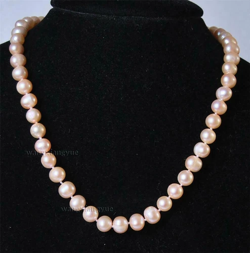 18 Zoll -50 Zoll 8-9 mm Weiß/Rosa/Lila/Schwarz Akoya Zuchtperlen Knoten Halskette - Bild 7 von 17