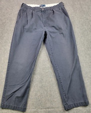 Polo Ralph Lauren Andrew Pant Mens 36x29 Blue Gray 100 Cotton Pleated Chino