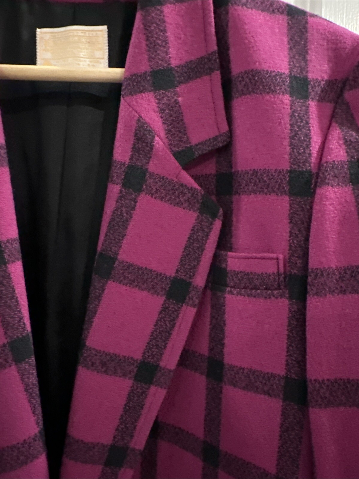 Pendleton Pink Black Windowpane Jacket Womens 100… - image 3