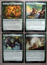 MTG Magic Set of 4 Green Legendary Enchantment Background Commander Legends CLB