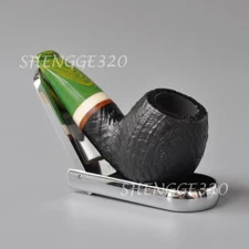 Briar Wooden Tobacco Pipe Billiard Stubby Nose Warmer Black Cumberland Stem