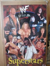Vintage 1999 WF Attitude original pro wrestling poster superstars 14506